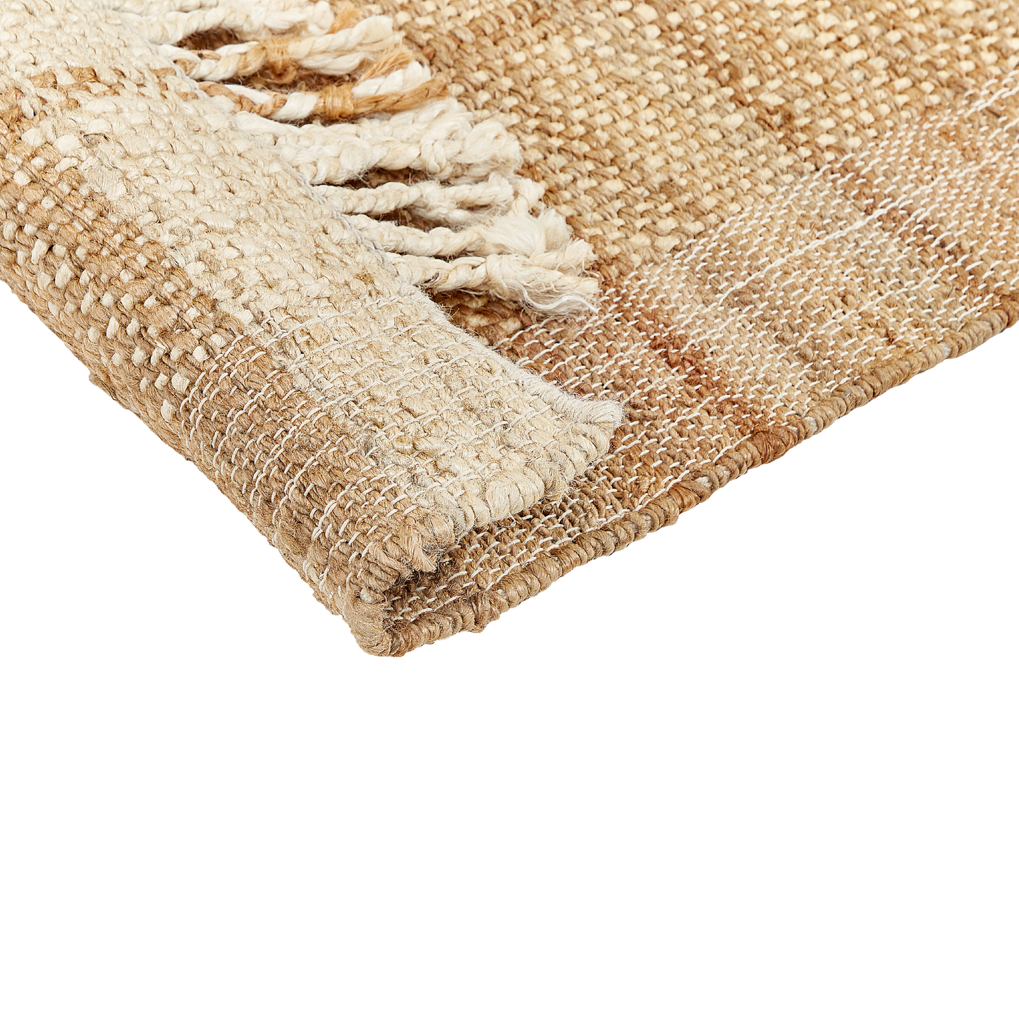 Teppich Jute hellbeige / braun 80 x 150 cm Streifenmuster Kurzflor KARKIN