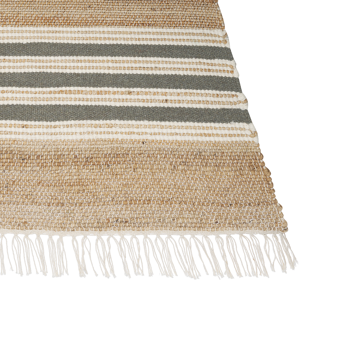 Teppich Jute beige / grau 160 x 230 cm Streifenmuster Kurzflor zweiseitig MIRZA
