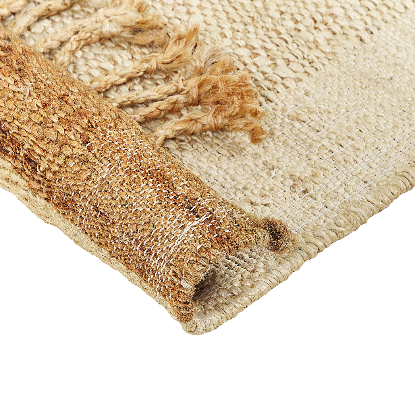Teppich Jute sandbeige 80 x 150 cm geometrisches Muster Kurzflor DEDEMLI
