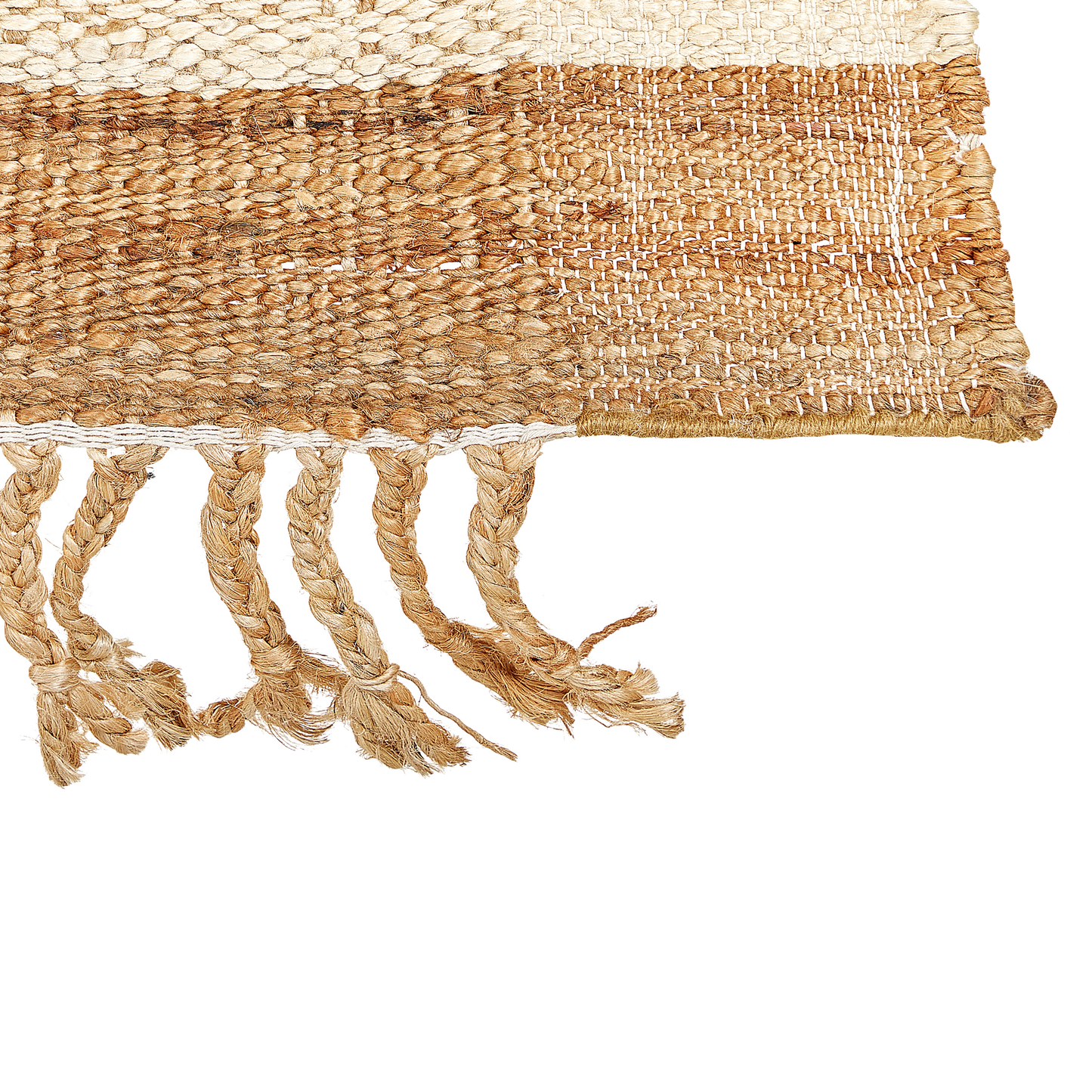 Teppich Jute sandbeige 160 x 230 cm geometrisches Muster Kurzflor DEDEMLI