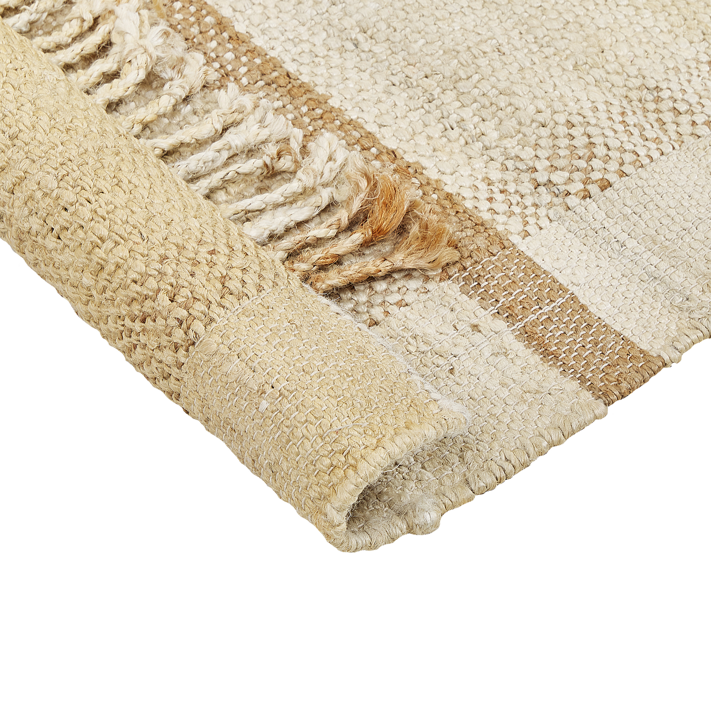 Teppich Jute sandbeige 80 x 150 cm geometrisches Muster Kurzflor YELMEZ