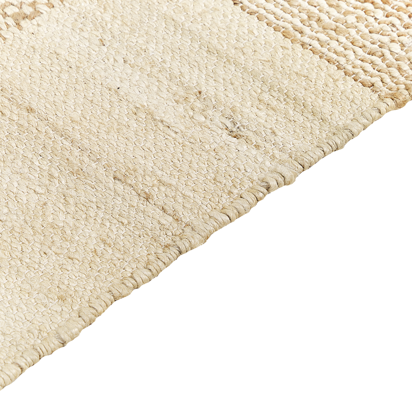 Teppich Jute sandbeige 80 x 150 cm geometrisches Muster Kurzflor HAMZALAR
