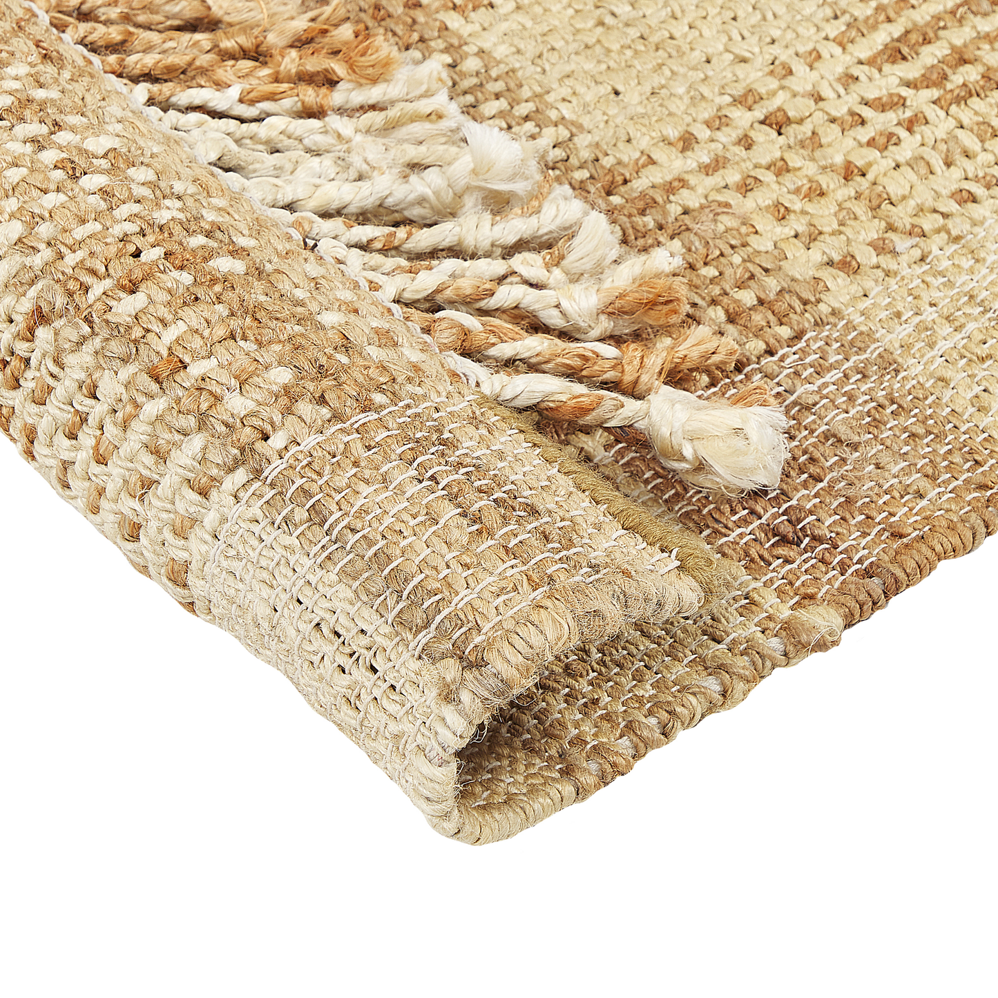 Teppich Jute sandbeige 80 x 150 cm geometrisches Muster Kurzflor BERISSA