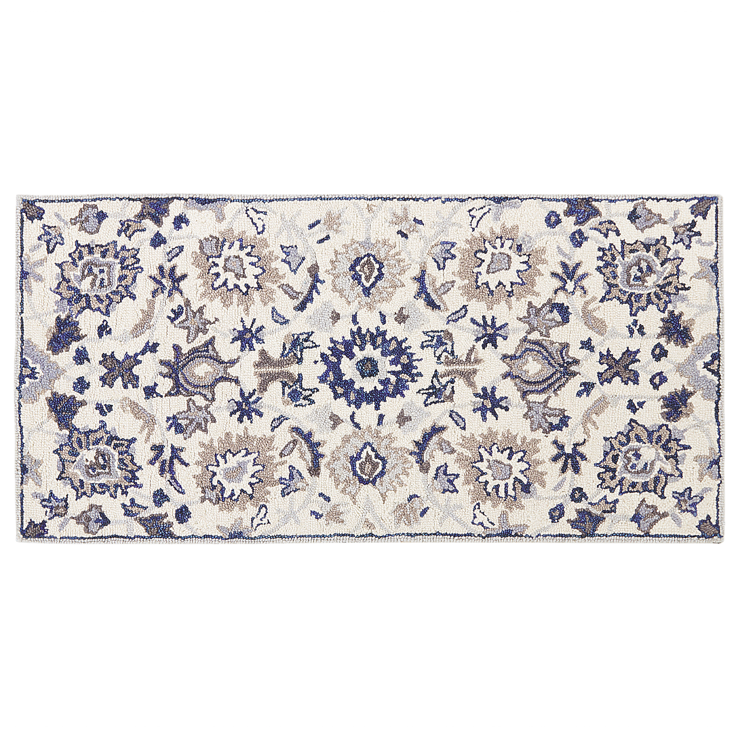 Teppich Wolle beige / blau 80 x 150 cm Kurzflor KUMRU