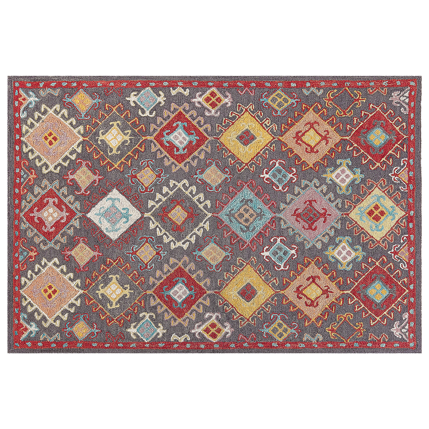 Teppich Wolle mehrfarbig 140 x 200 cm Kurzflor FINIKE