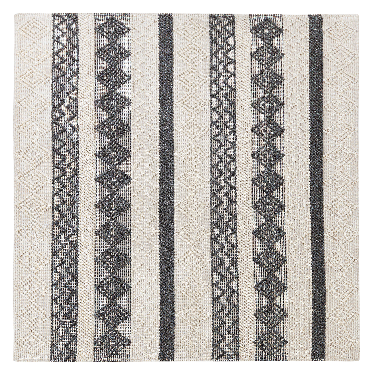Teppich Wolle beige / grau 200 x 200 cm geometrisches Muster Kurzflor DAVUTLAR