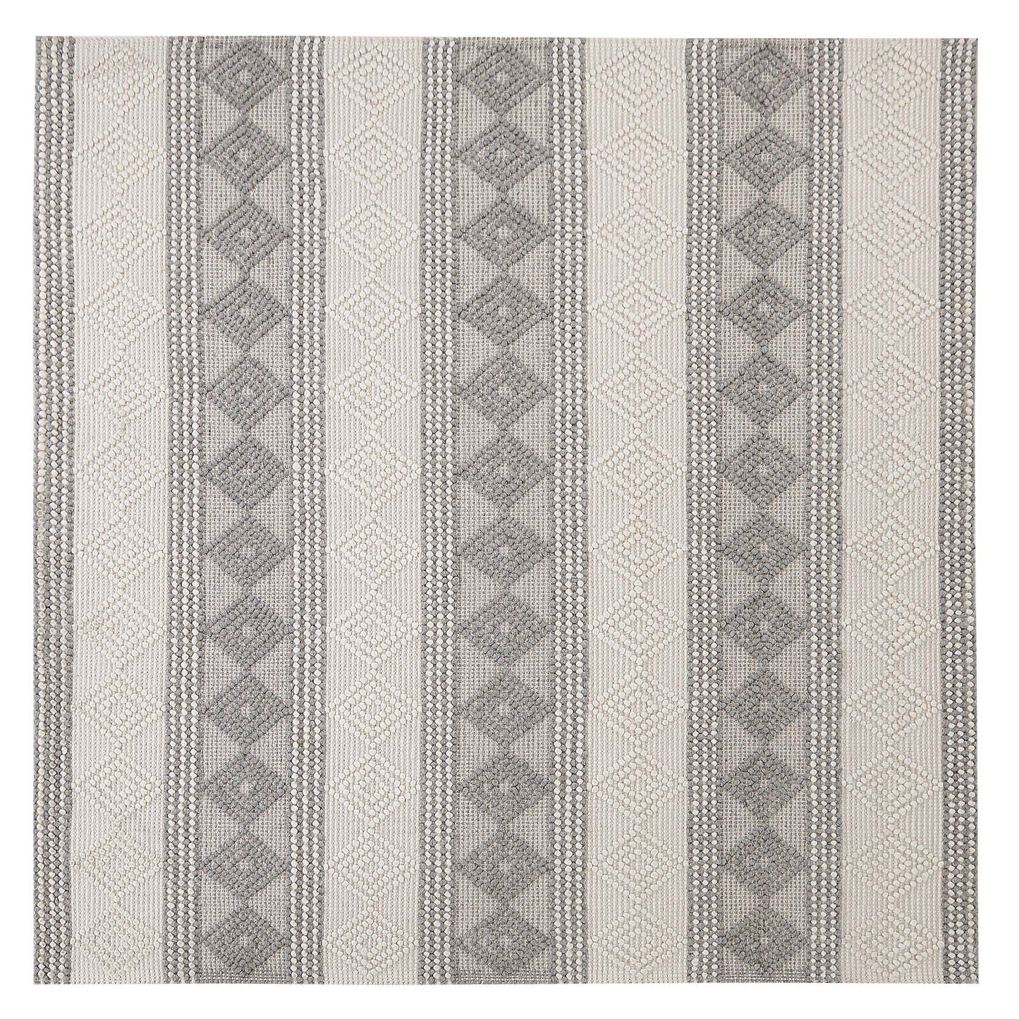 Teppich Wolle beige / grau 200 x 200 cm geometrisches Muster Kurzflor BOZOVA