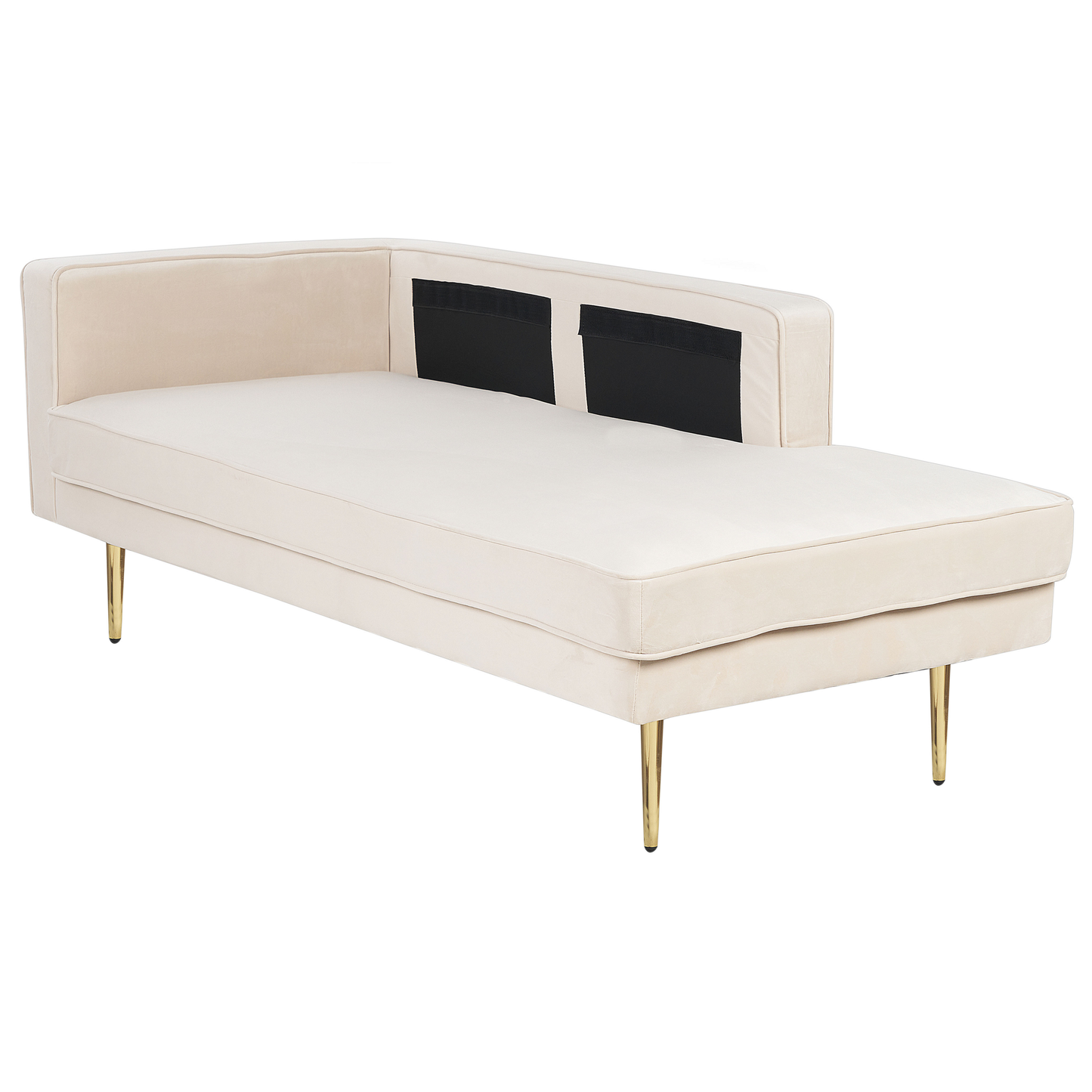 Chaiselongue Samtstoff beige linksseitig MIRAMAS
