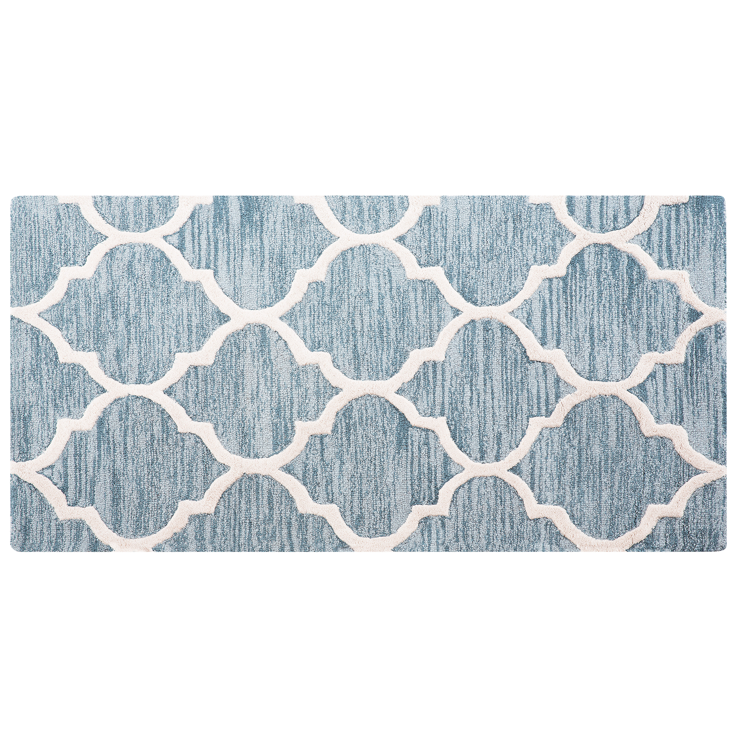 Teppich Wolle hellblau 80 x 150 cm marokkanisches Muster Kurzflor YALOVA