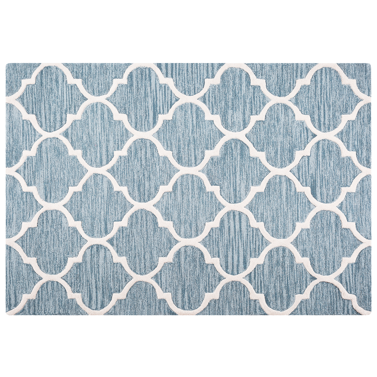 Teppich Wolle hellblau 140 x 200 cm marokkanisches Muster Kurzflor YALOVA