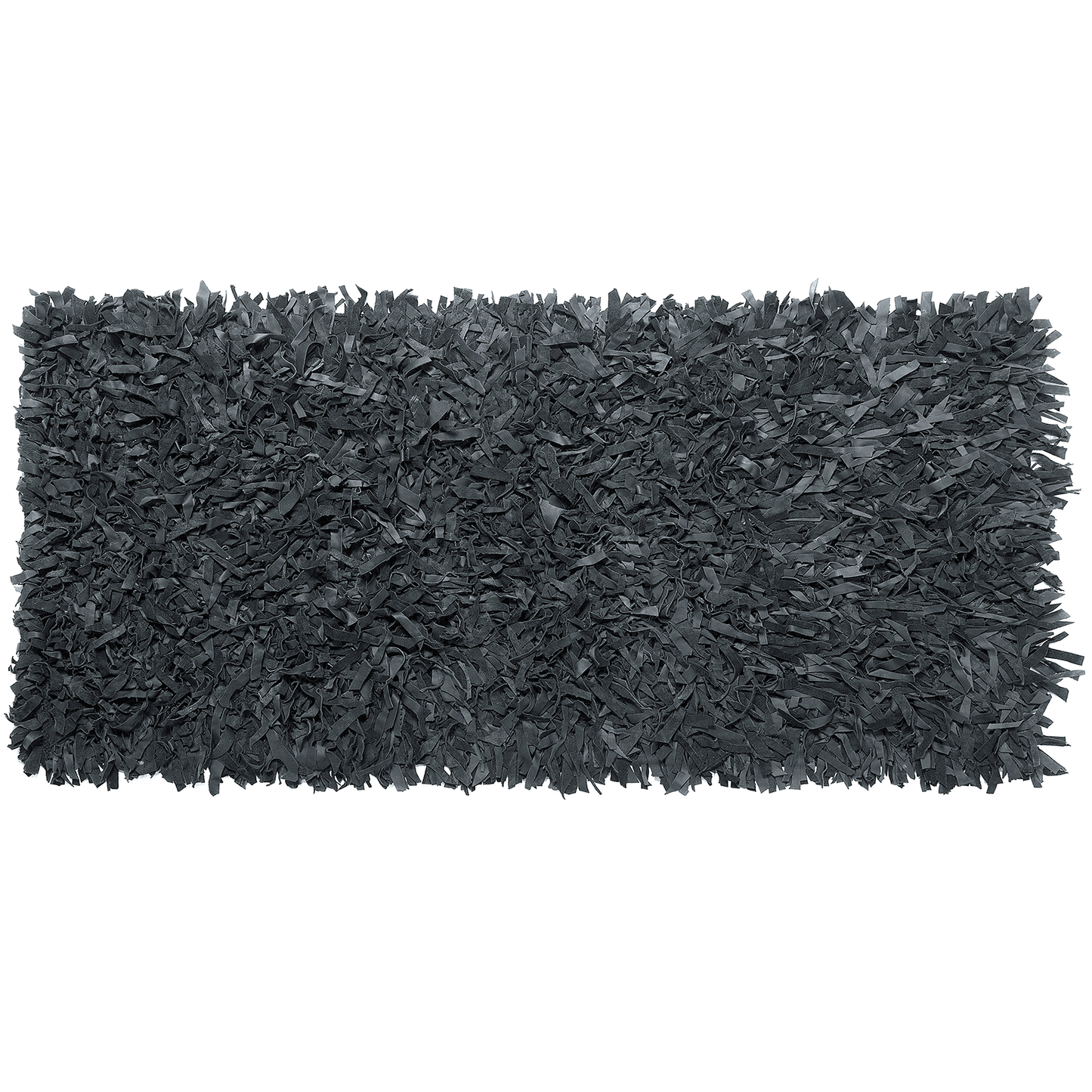 Teppich Leder schwarz 80 x 150 cm Shaggy MUT