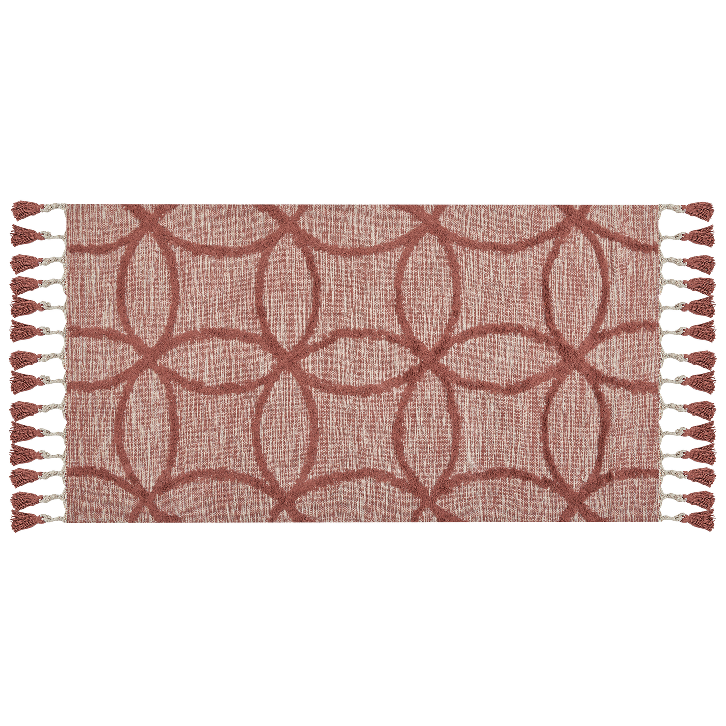 Teppich Baumwolle rot 80 x 150 cm geometrisches Muster Kurzflor KIRSEHIR