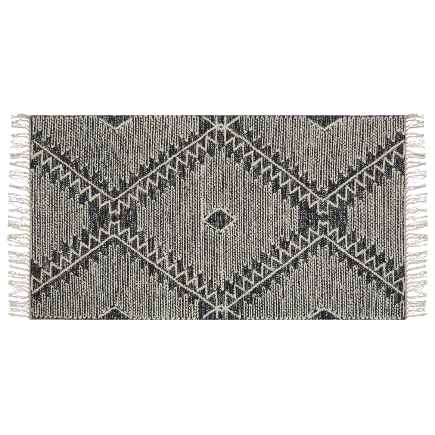 Teppich Baumwolle schwarz / weiss 140 x 200 cm Kurzflor ARBAA