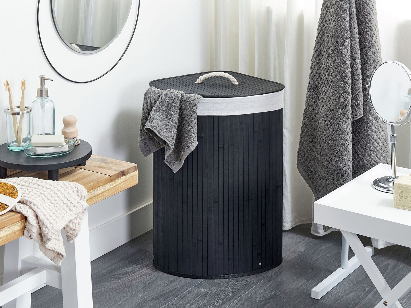 Korb mit Deckel Bambusholz schwarz eckig MATARA