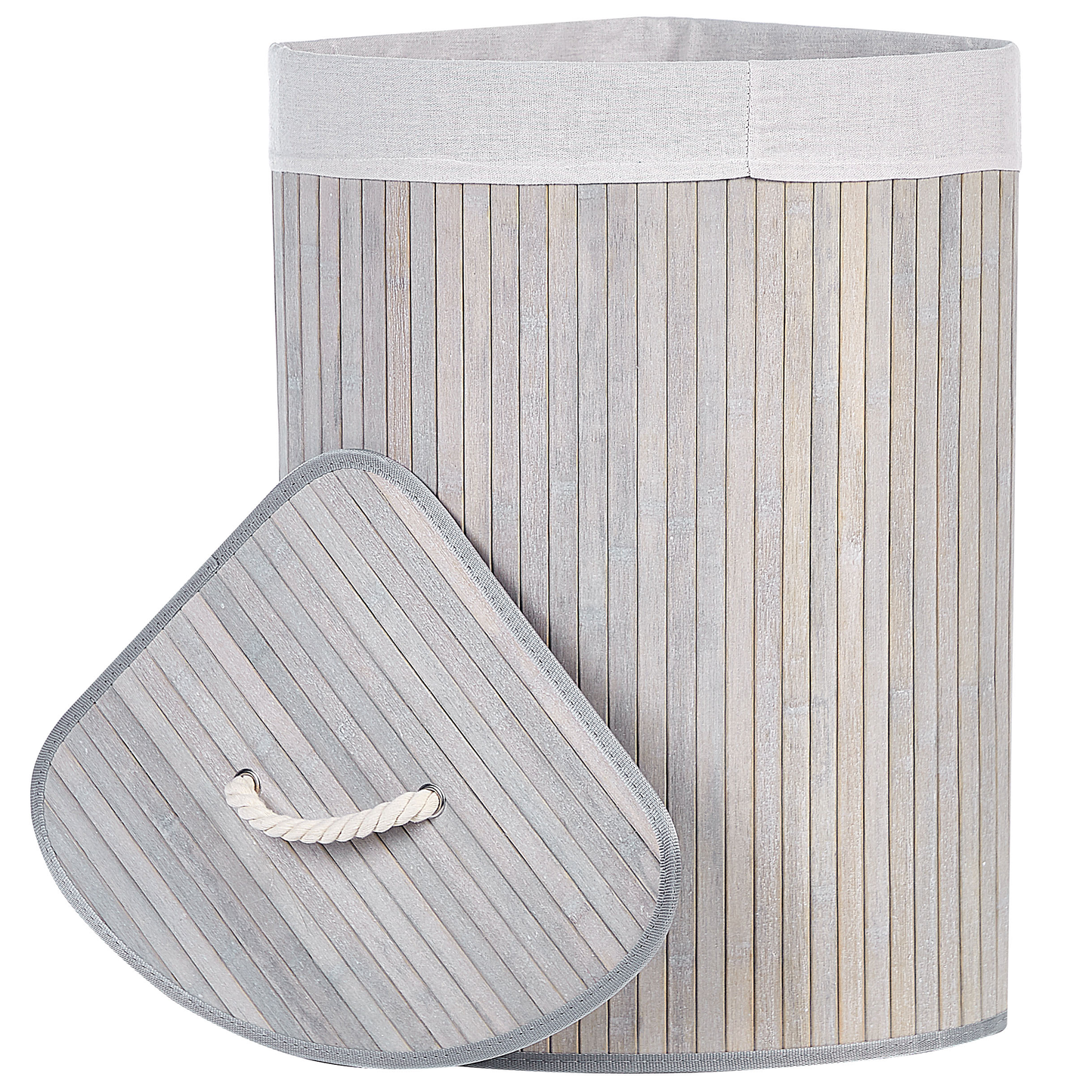 Korb mit Deckel Bambusholz hellgrau eckig MATARA