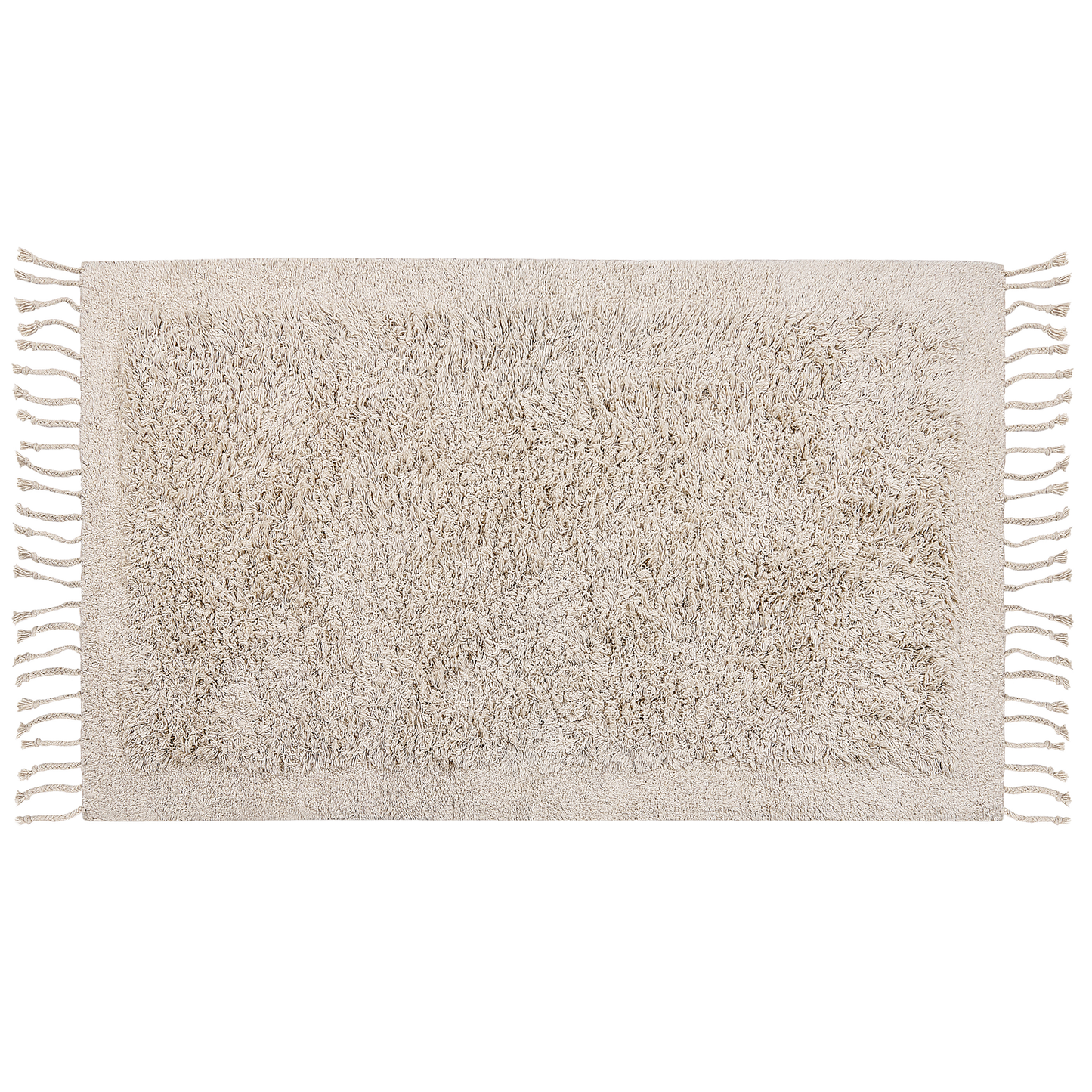 Teppich Baumwolle hellbeige 80 x 150 cm Fransen Shaggy BITLIS
