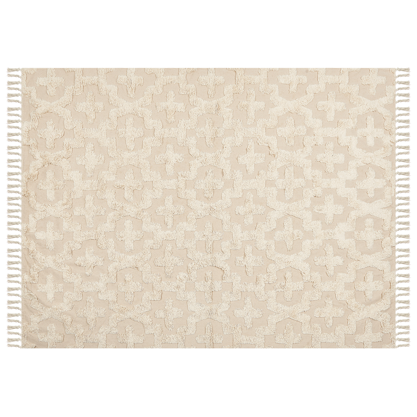 Teppich Baumwolle hellbeige 160 x 230 cm geometrisches Muster Kurzflor ITANAGAR
