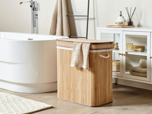 Korb mit Deckel Bambusholz hellbraun rechteckig KALTHOTA