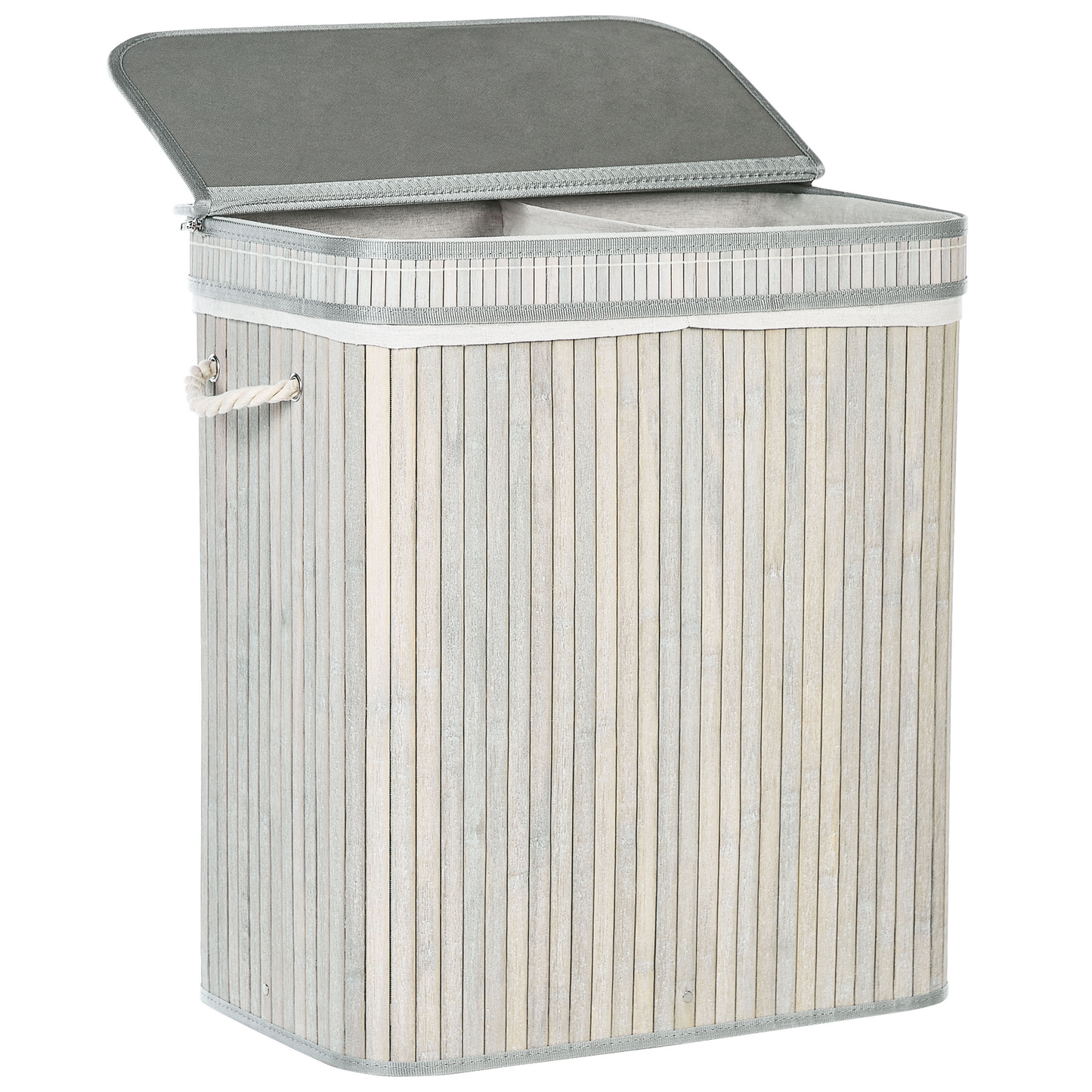 Korb mit Deckel Bambusholz hellgrau rechteckig KALTHOTA