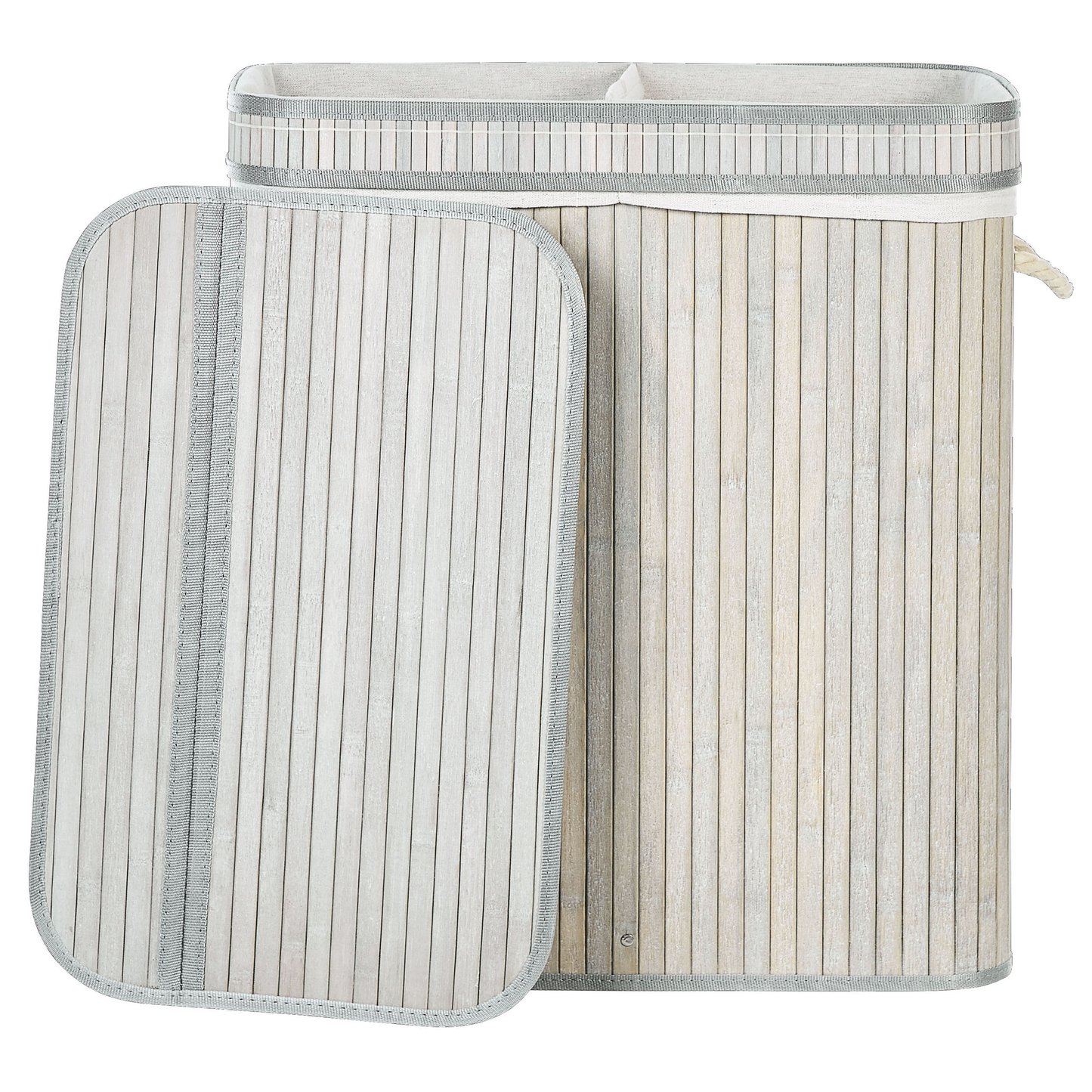 Korb mit Deckel Bambusholz hellgrau rechteckig KALTHOTA