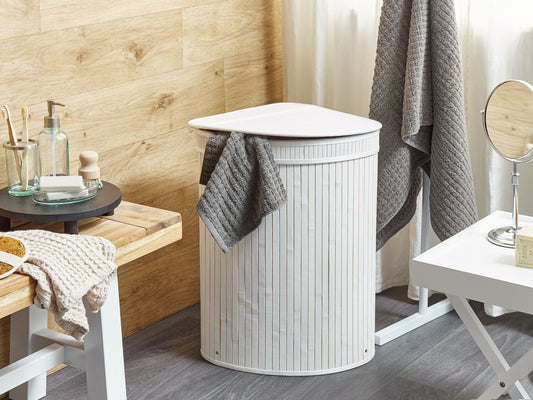 Korb mit Deckel Bambusholz weiss eckig BADULLA