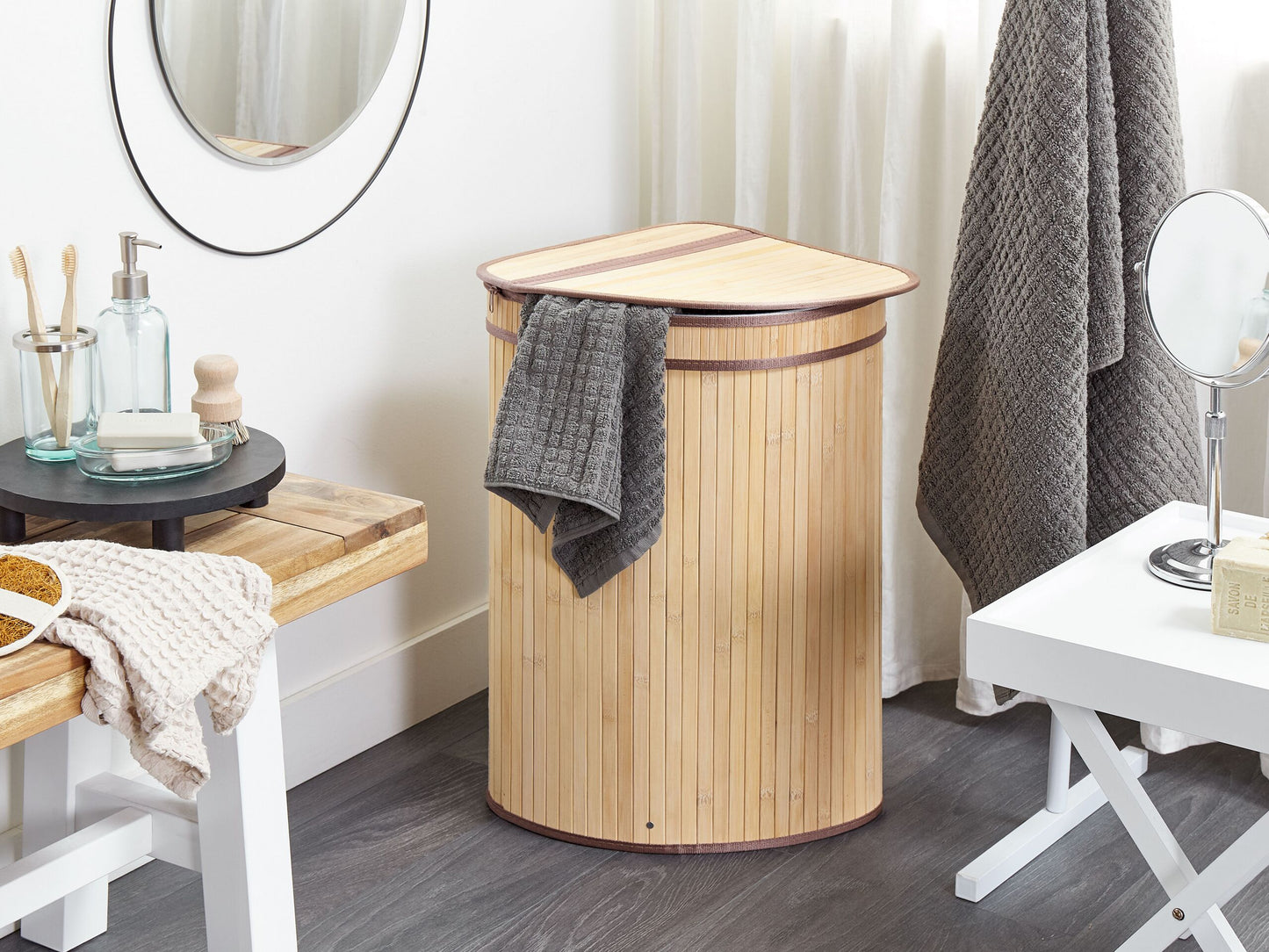 Korb mit Deckel Bambusholz hellbraun eckig BADULLA