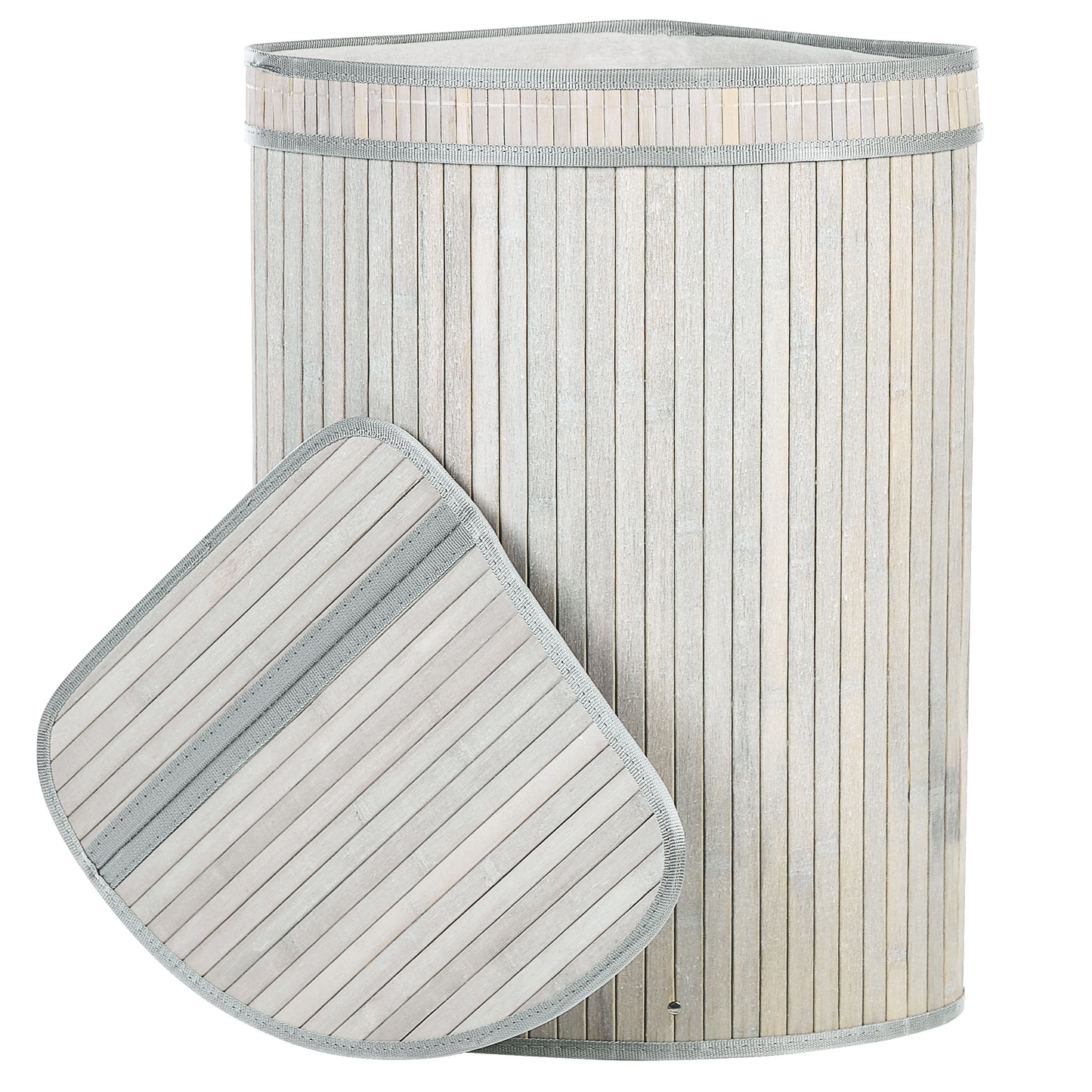 Korb mit Deckel Bambusholz hellgrau eckig BADULLA