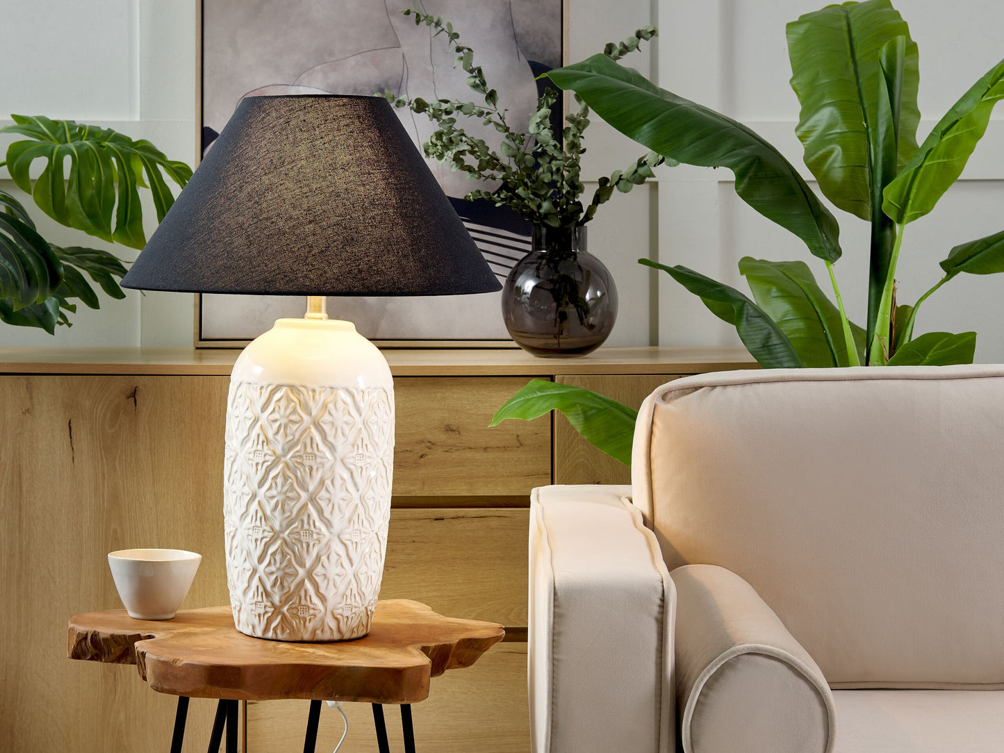 Tischleuchte TELIRE Keramik Beige