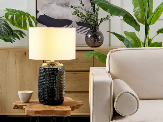 Tischleuchte MUSSEL Keramik Dunkelblau