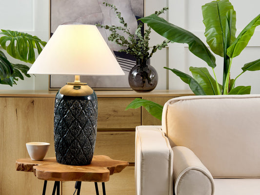 Tischleuchte TELIRE Keramik Dunkelblau