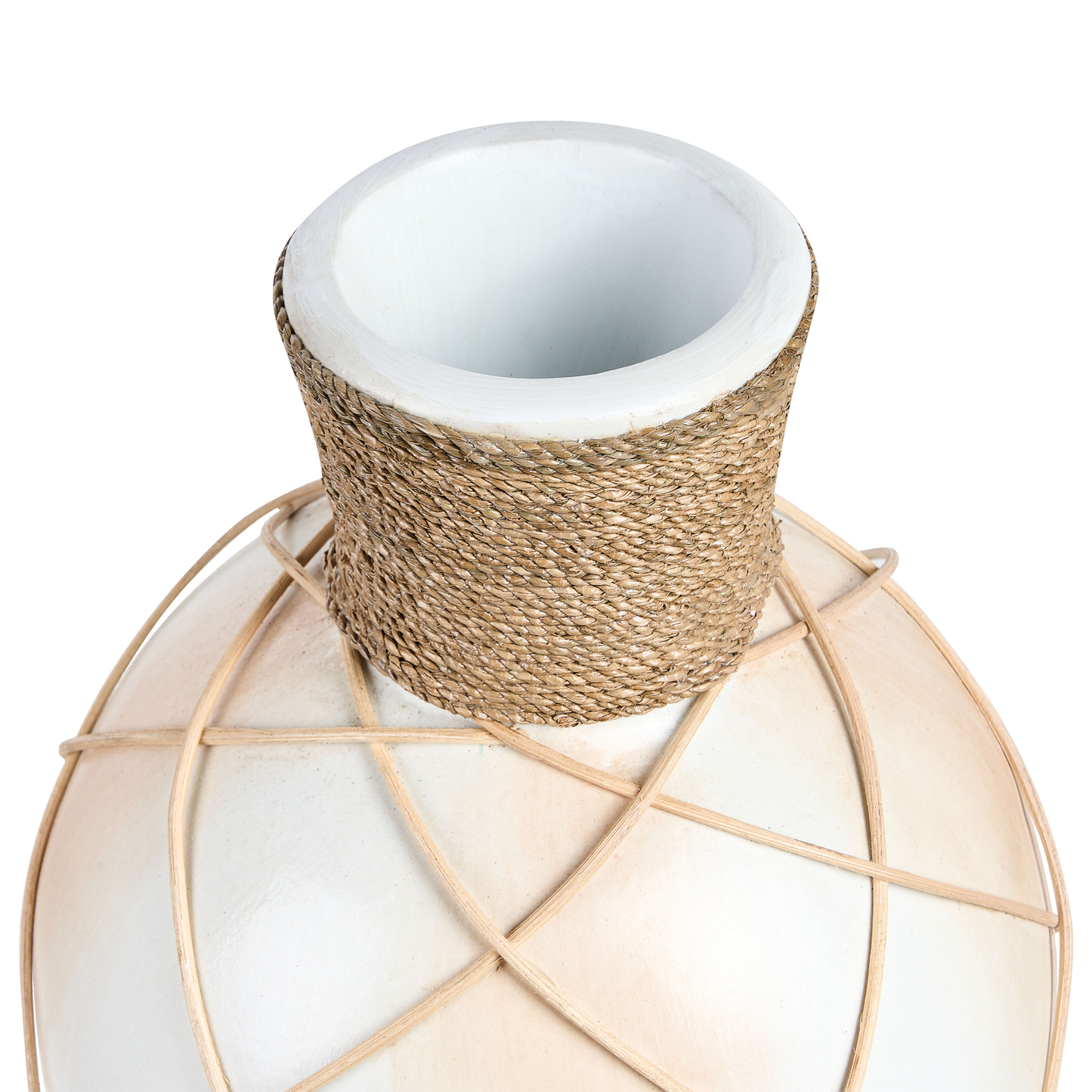 Terrakotta Dekovase 62 cm Beige Weiss ROKAN