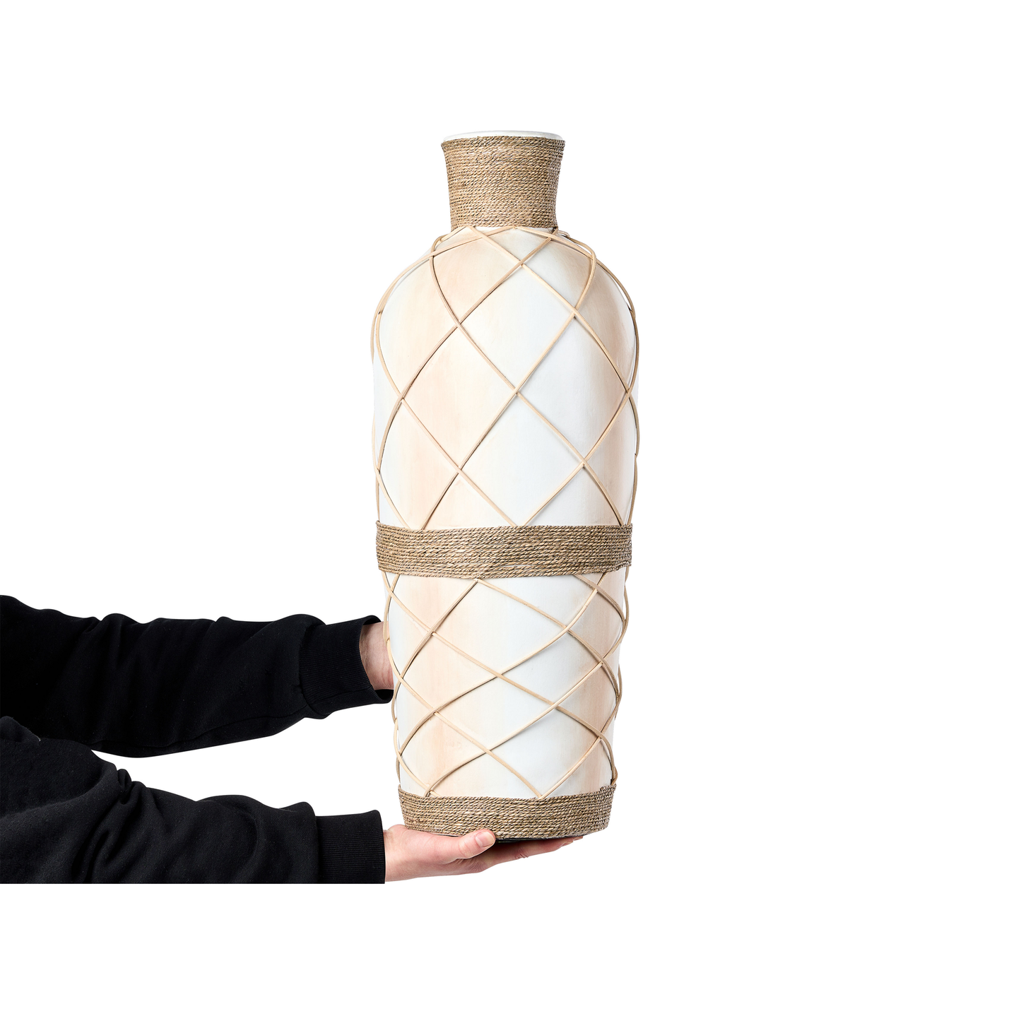 Terrakotta Dekovase 62 cm Beige Weiss ROKAN