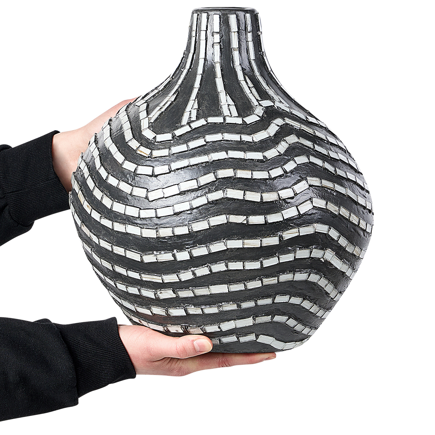 Dekovase KUALU Keramik 35 cm Schwarz