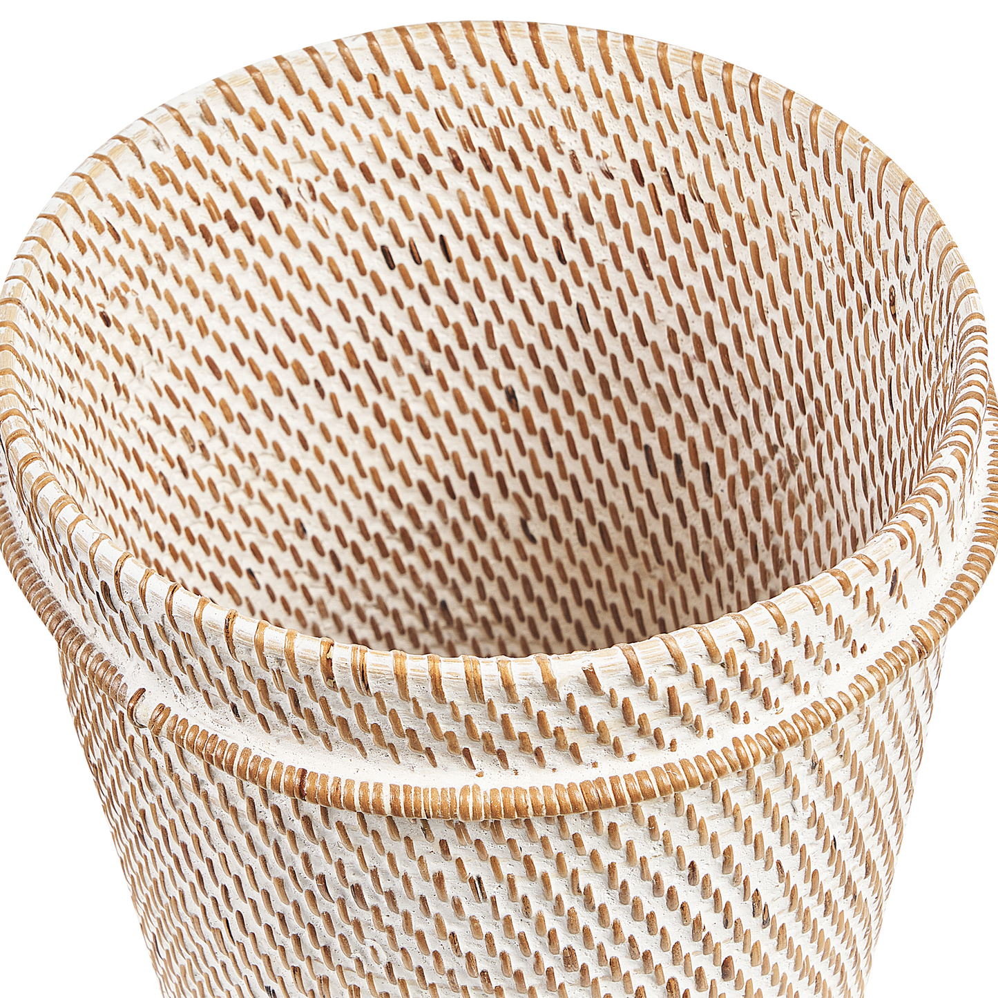 Korb mit Deckel Rattan weiss ⌀ 22 cm BARUMUN