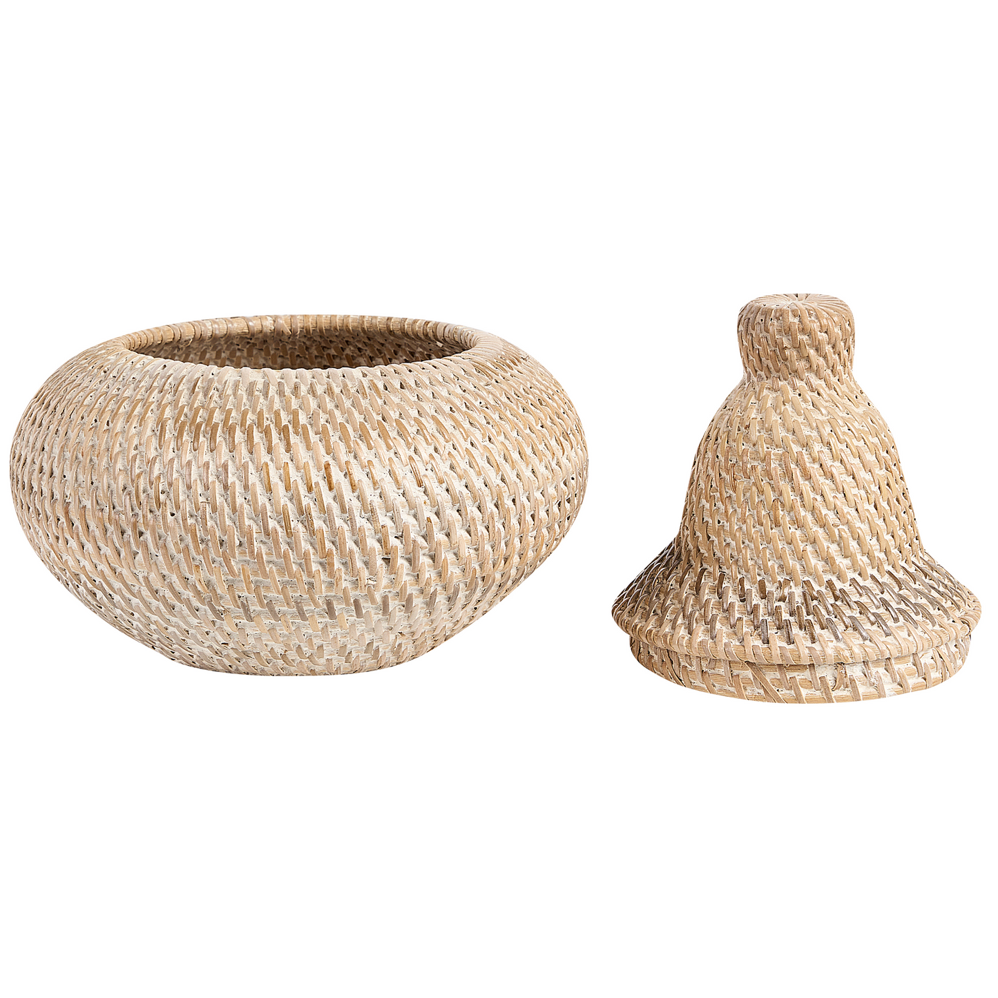 Korb mit Deckel Rattan naturfarben ⌀ 20 cm BARUMUN