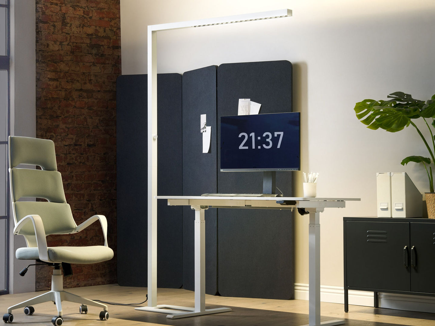 LED Stehlampe SAGITTA mit Dimmer Metall Weiss