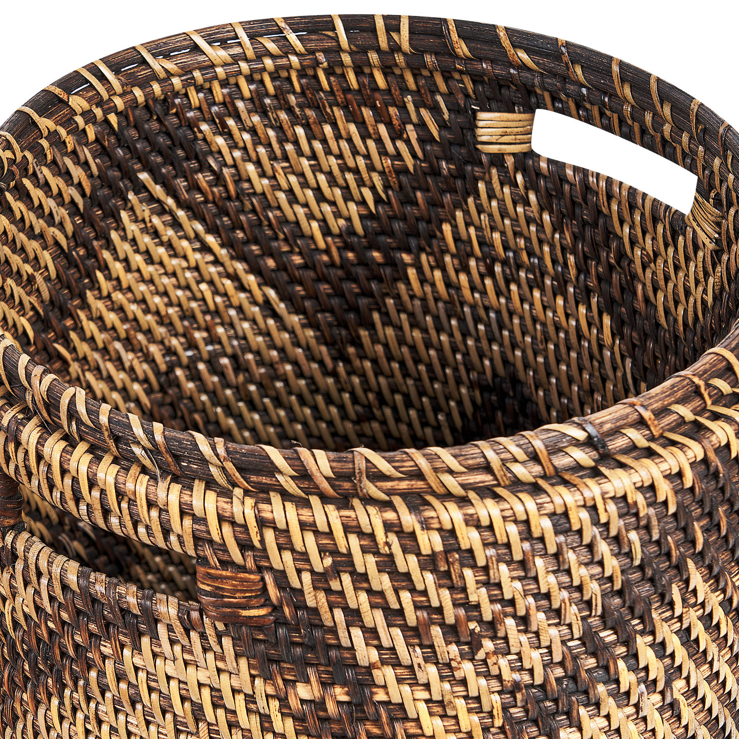 Korb mit Deckel Rattan naturfarben ⌀ 26 cm BOHOROK