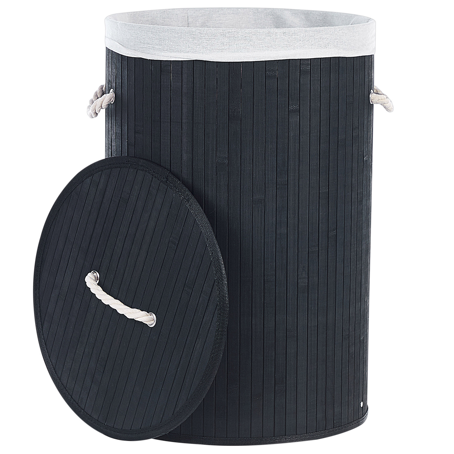 Korb mit Deckel Bambusholz schwarz rund SANNAR