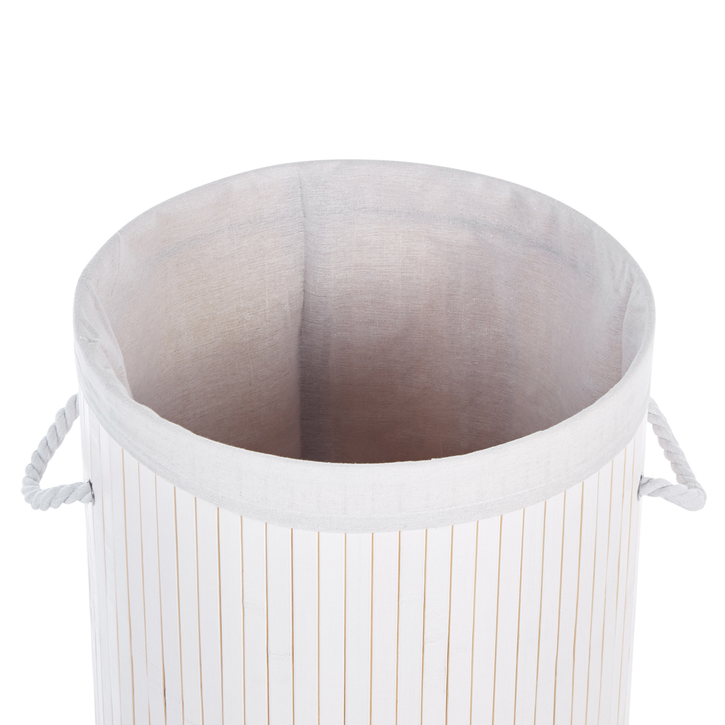Korb mit Deckel Bambusholz weiss rund SANNAR