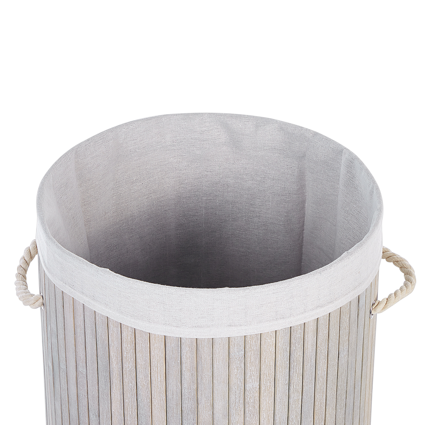 Korb mit Deckel Bambusholz hellgrau rund SANNAR