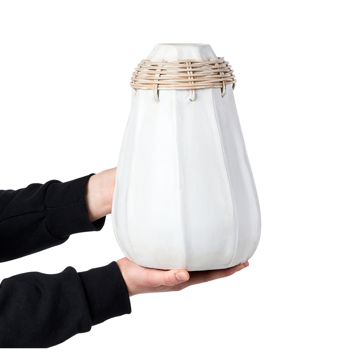 Dekovase KAMPAR Keramik 30 cm Weiss