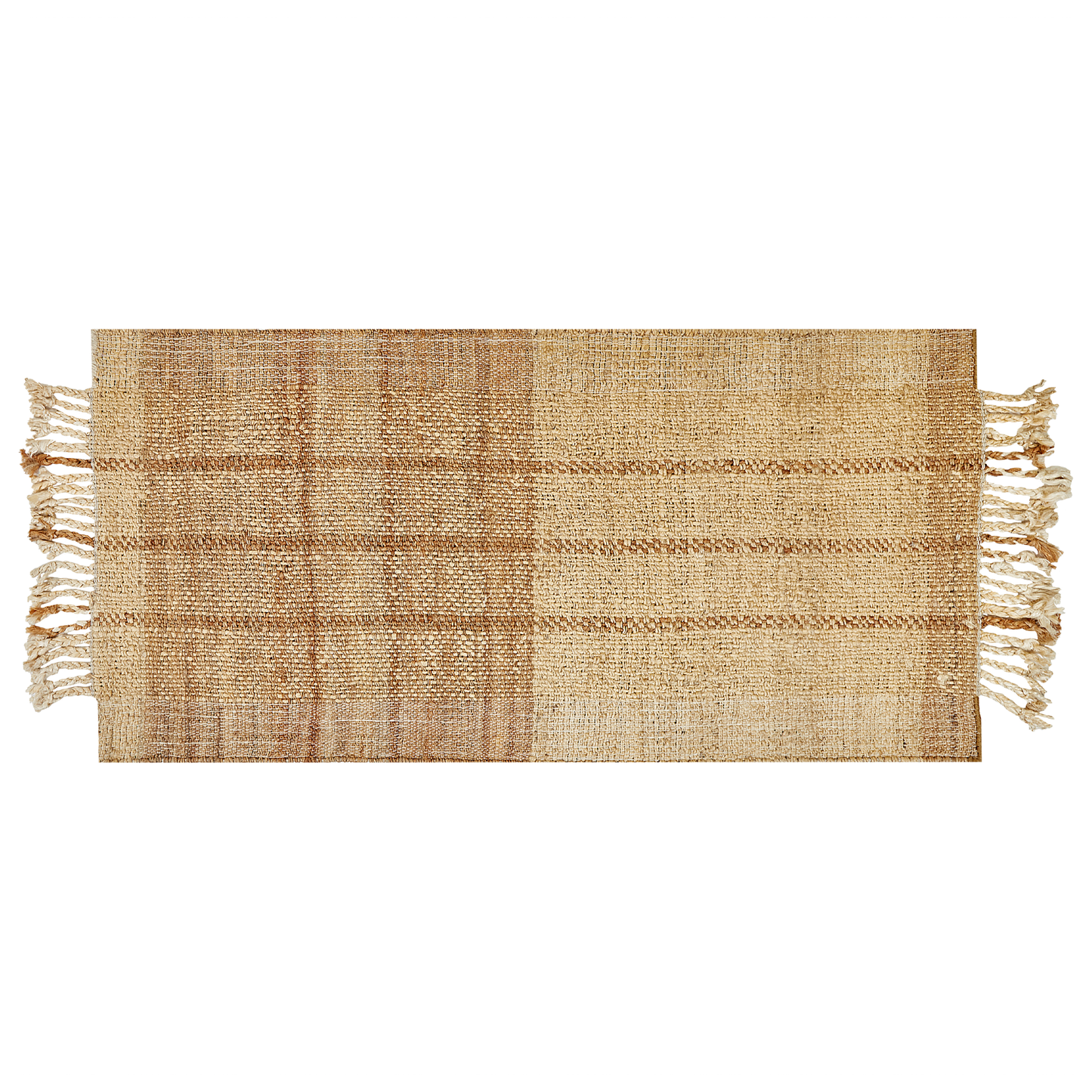 Teppich Jute hellbeige / braun 80 x 150 cm Streifenmuster Kurzflor KARKIN