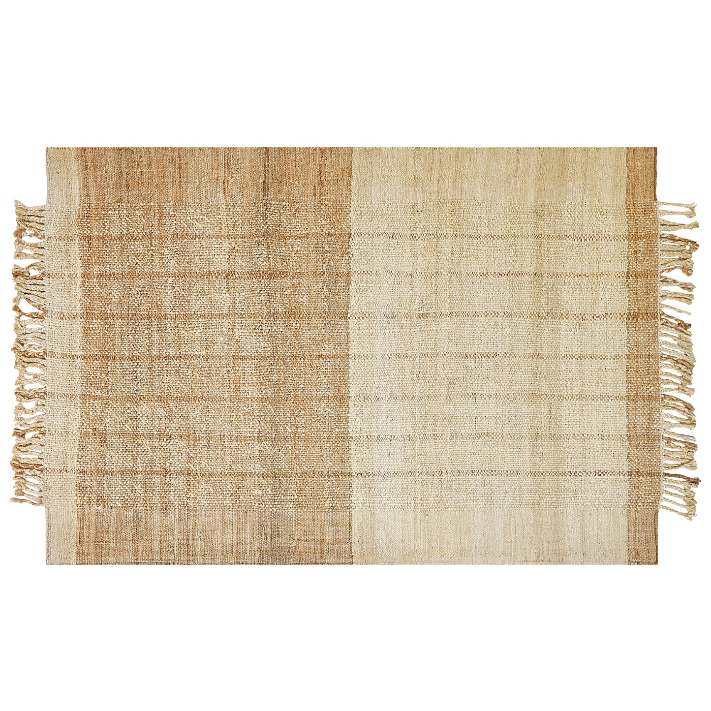 Teppich Jute hellbeige / braun 200 x 300 cm Streifenmuster Kurzflor KARKIN