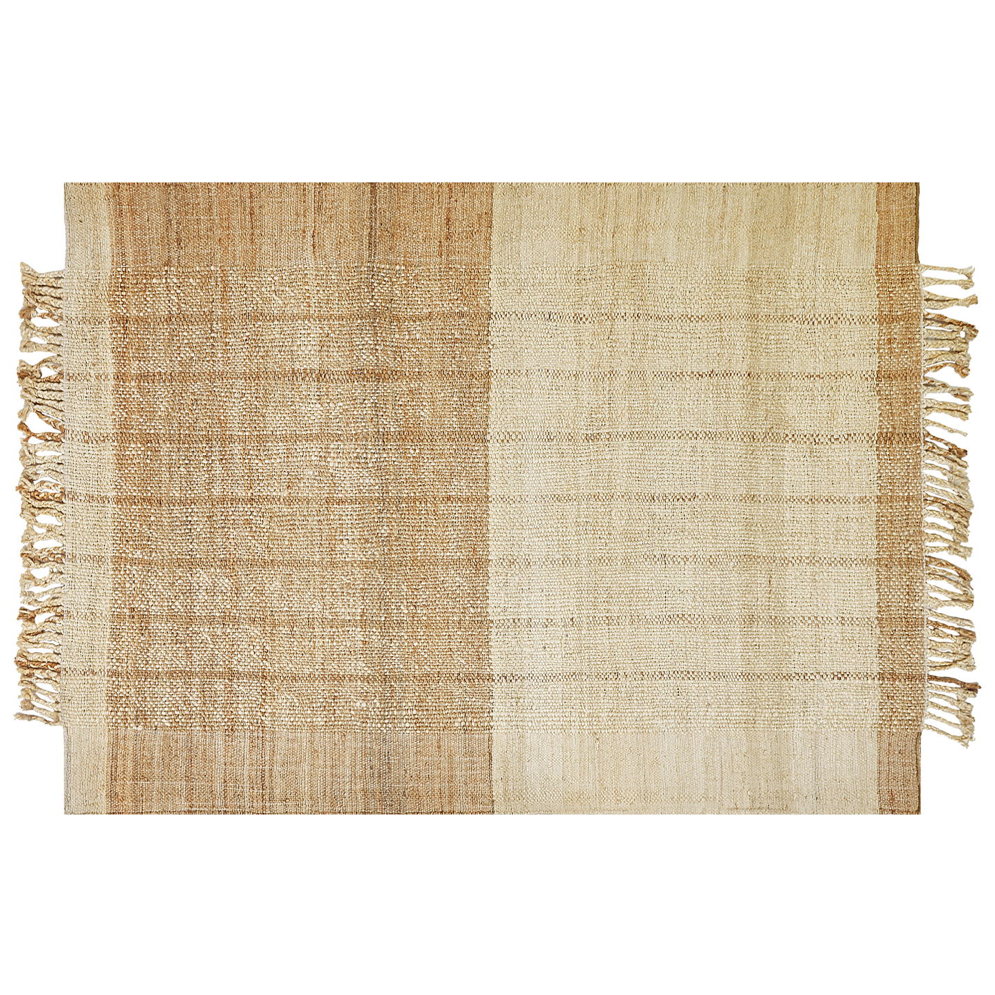 Teppich Jute hellbeige / braun 160 x 230 cm Streifenmuster Kurzflor KARKIN