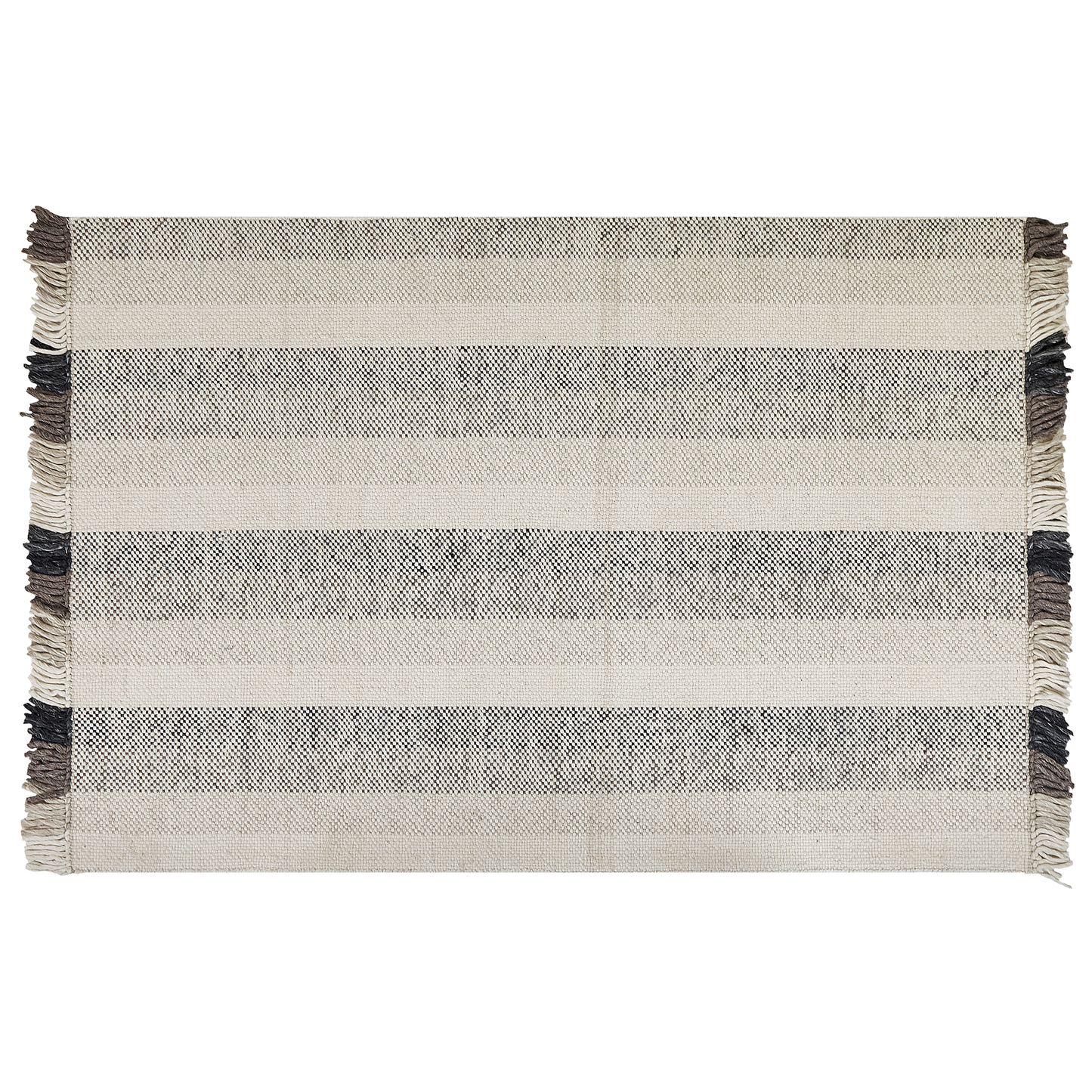 Teppich Wolle cremeweiss 160 x 230 cm Streifenmuster Kurzflor EMIRLER