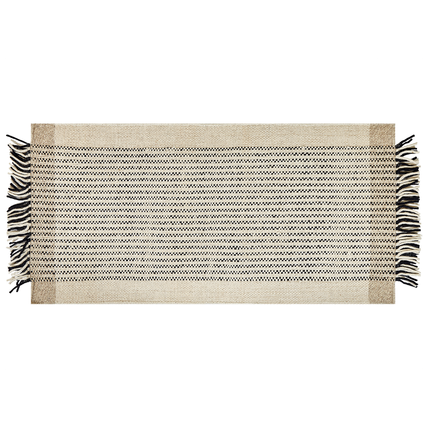 Teppich Wolle beige / schwarz 80 x 150 cm Kurzflor DIVARLI