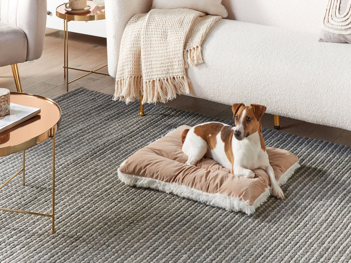 Tierbett ERGANI Samtstoff Beige