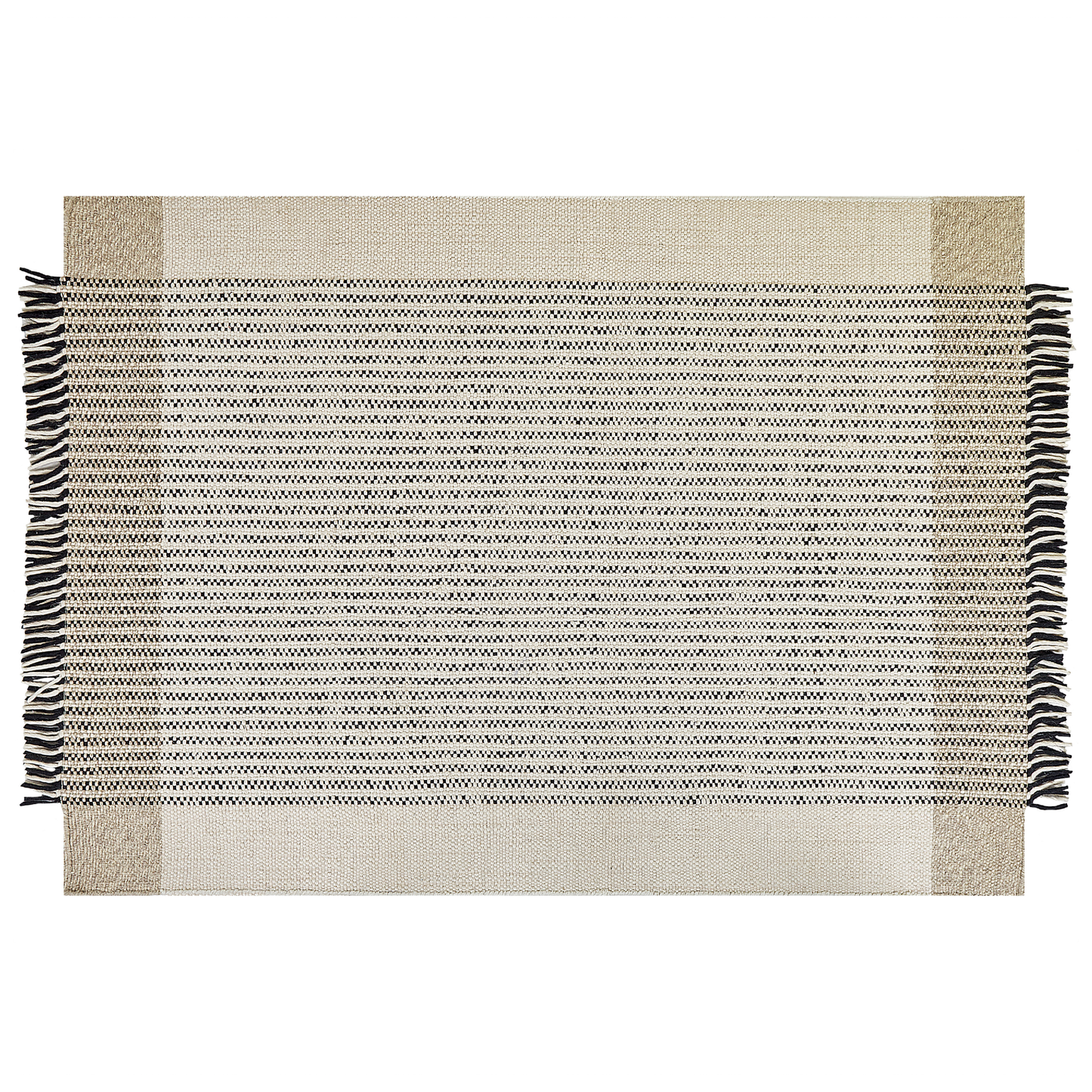 Teppich Wolle beige / schwarz 160 x 230 cm Kurzflor DIVARLI