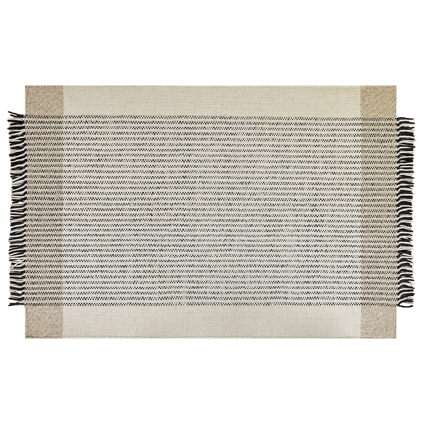 Teppich Wolle beige / schwarz 200 x 300 cm Kurzflor DIVARLI
