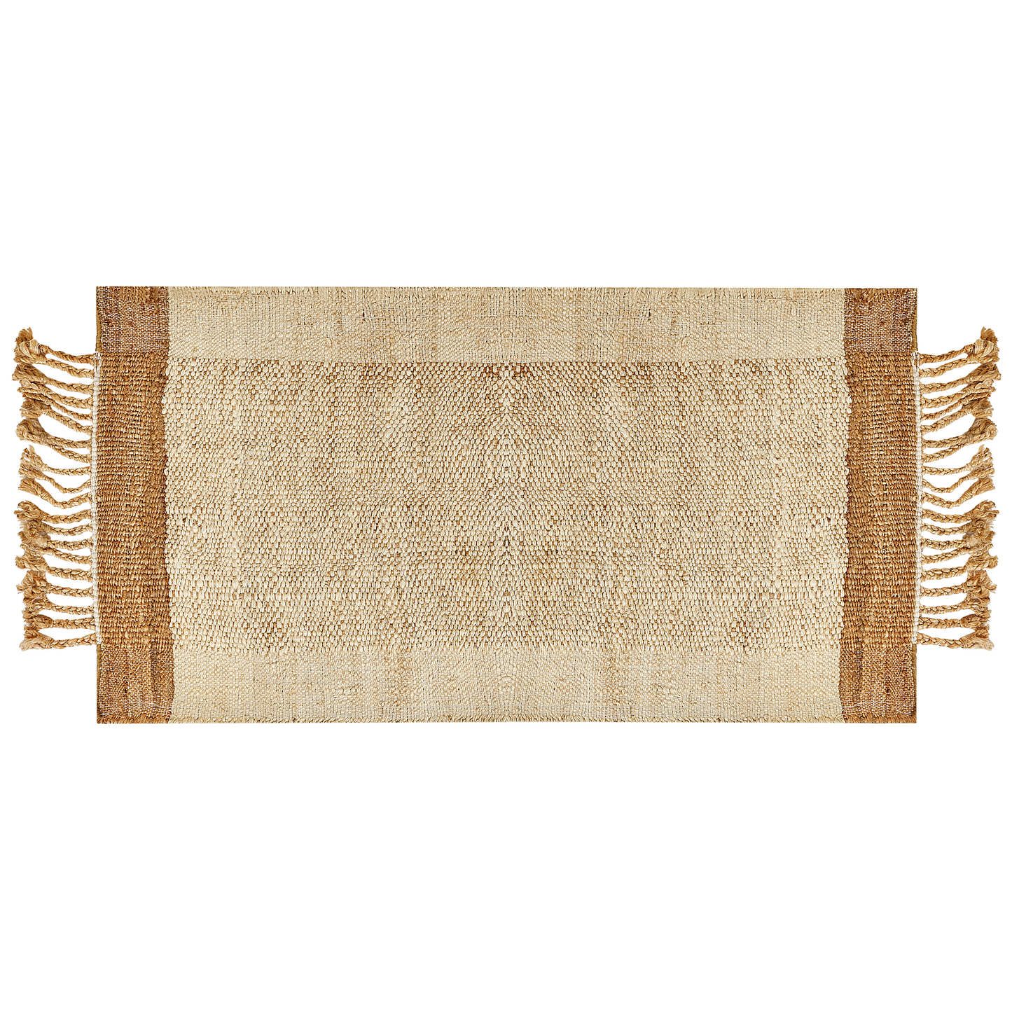 Teppich Jute sandbeige 80 x 150 cm geometrisches Muster Kurzflor DEDEMLI